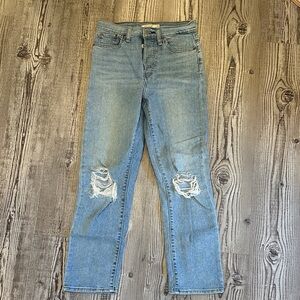 Levi's Light Blue Ripped Straight Leg Jeans